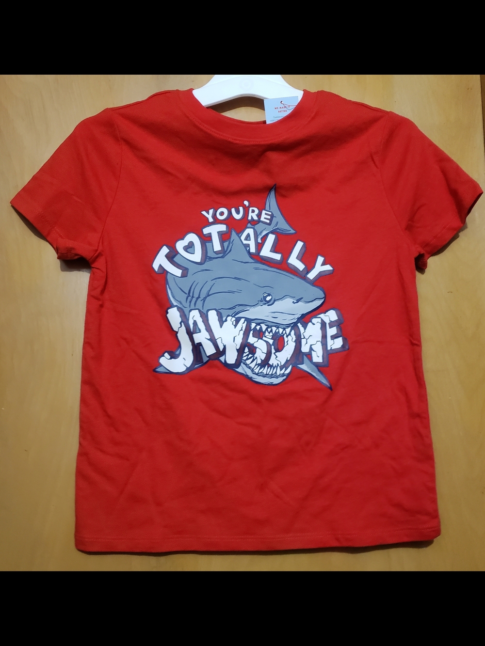 Cat & Jack Red Shark 'Totally Jawsome' Short Sleeve Tee